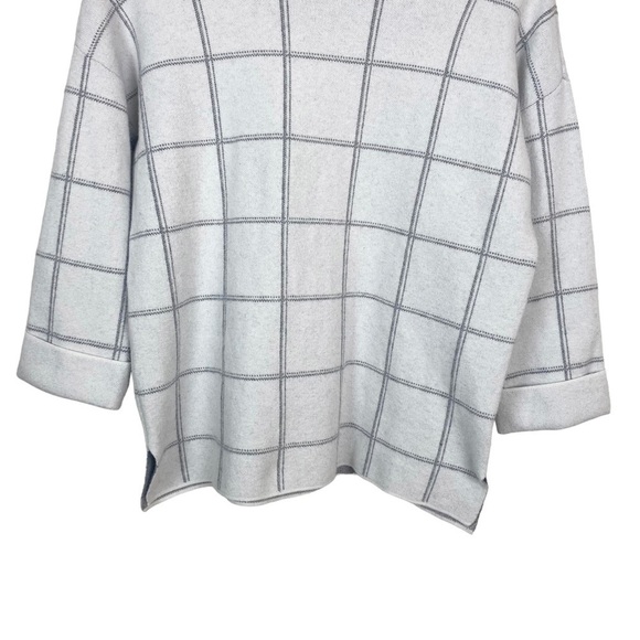 Tahari Mock Neck Window Pane Sweater Small Gray - Picture 6 of 10